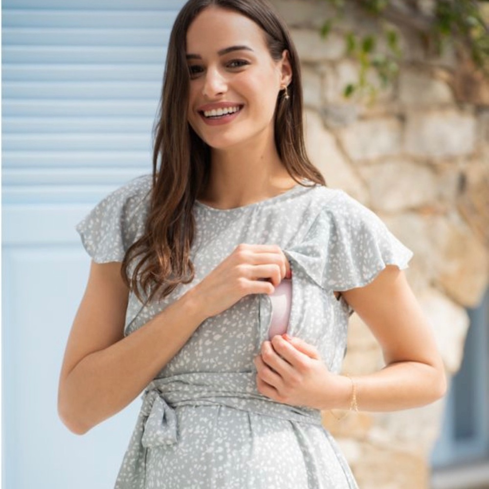 Seraphine boho maternity and nursing midi dress